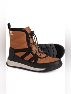 Sorel Girls’ Whitney II Elk/Black Short Lace Up Waterproof Boots—2